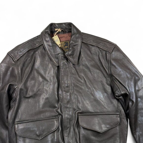 Cockpit U.S.A.F. 21st Century A-2 Jacket Goatskin Leather Black Mens 38 USA NWT - Picture 12 of 16